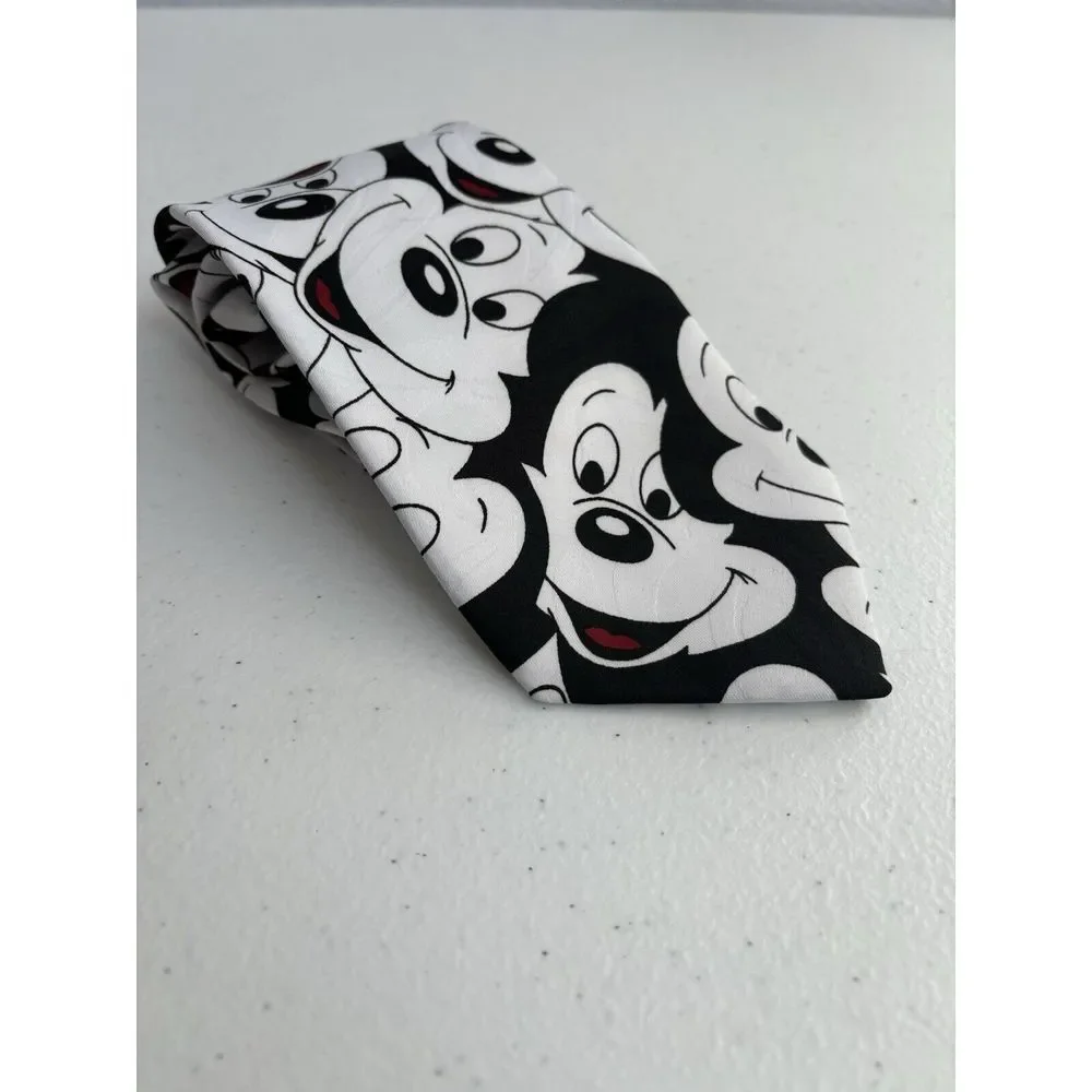 Mickey Unlimited by Balancine Inc VTG Disney Black and White Graphic Print Tie